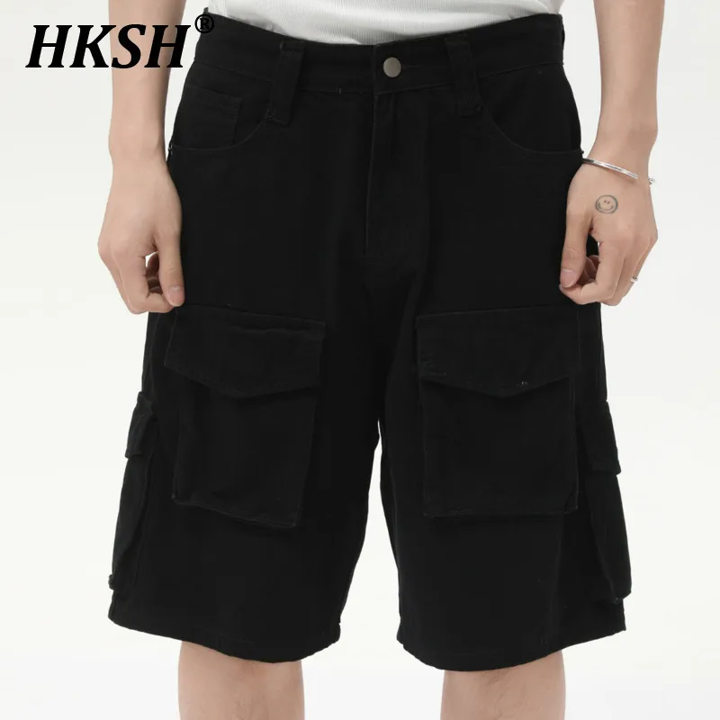 

HKSH Летние новые мужские уличные шорты Tide Y2K, винтажные элегантные модные потертые шорты с карманами в стиле панк, брюки средней длины в стиле сафари HK5596