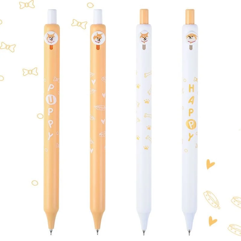 ZENNYTH 4 Cute Shiba Inu Button Pen, 0.5mm Fine Tip, Quick Drying, Waterproof, Smooth Writing, Suitable for Schools, Offices, an