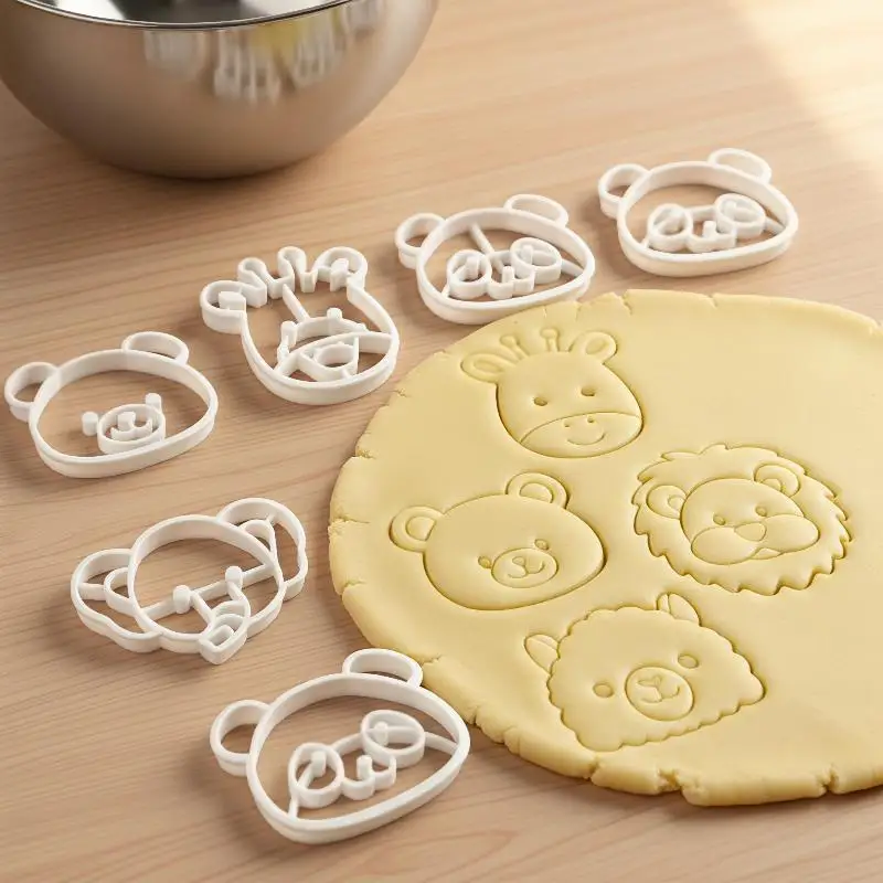 1 Pcs Animal Cookie Cutters Set 3D Cute Lion Tiger Giraffe Bear Baking Tools For Pastry Cake Pie Cupcakes Home Kitchen