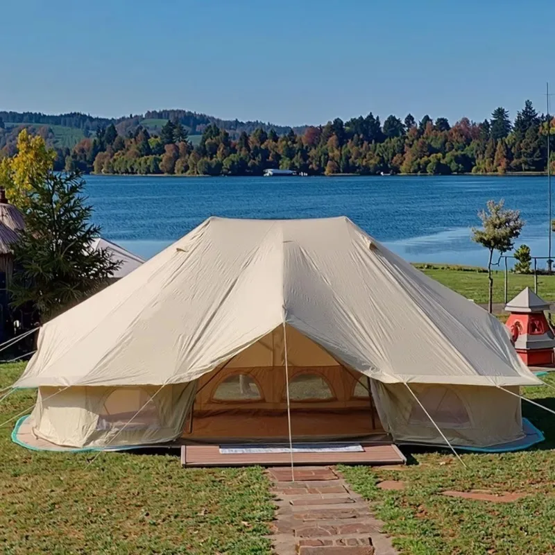 Heavy Duty 6x4m Glamping Luxury Fireproof Flat Top Folding Canopy Tent  Waterproof 6 Metre Ultimate Hotel Emperor Bell Tent