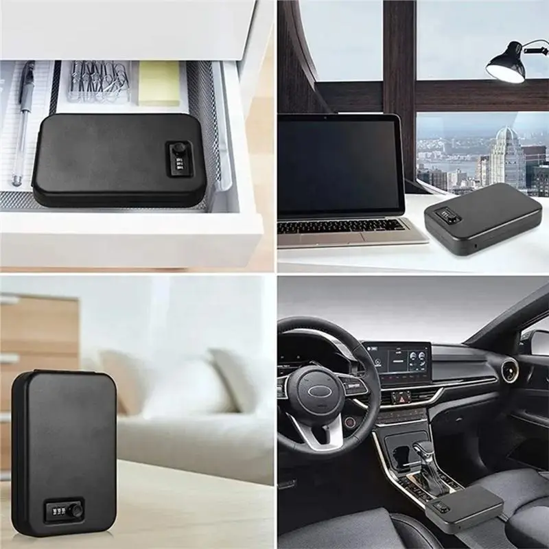 【CYBER MONDAY】Portable Opening Personal Steel Travel Combination Lock Box With Safe-Top Design 1500-Pound Test Tether Cable For