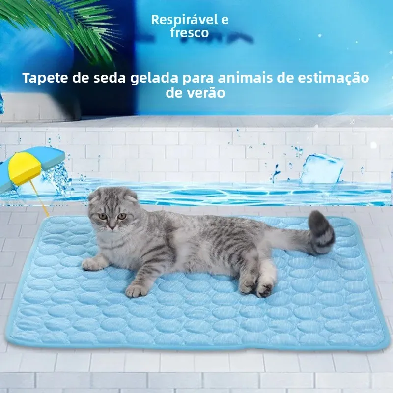 Tapete Gelado de Verão para Pets, Almofada Refrescante Respirável de Seda Gelada Lavável, Cama Durável para Cães e Gatos, Suprimentos para Animais de Estimação para Casa e Exterior