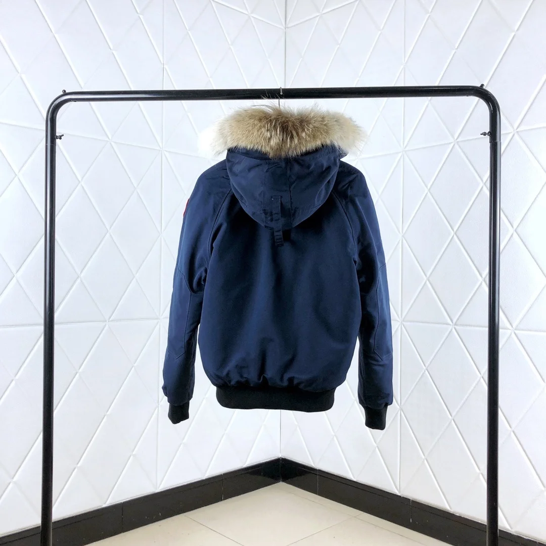 Jaqueta de ganso à prova de vento para homens, Casaco de pele de coiote real, Parka clássica, Casacos quentes, Design de designer canadense, inverno