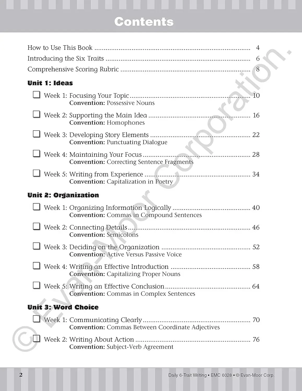 Evan-Moor Daily 6-Trait Writing, Grade 8 TE Workbook,aged 10 11 12 13, English book 9781609638801