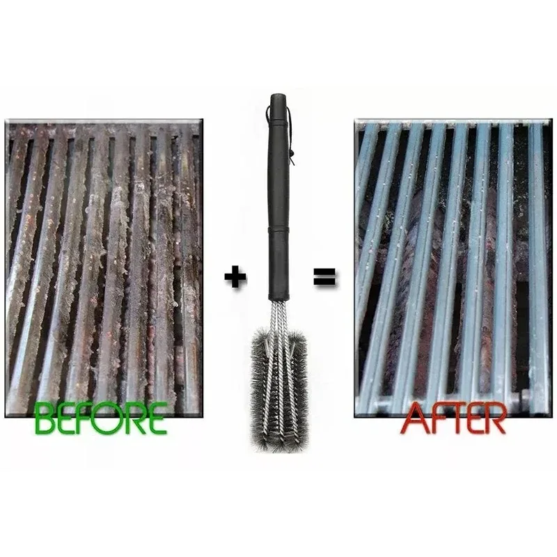 Barbecue Cleaning Brush 3 Stainless Steel Brushes Combined With 1 Stainless Steel Bristle Cleaning Brush Barbecue Accessories