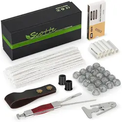 Scotte-Pipe Accessories Kit, 50 Pipe Cleaners, 20 Metal Balls, 10 Pipe Filters, 3 in 1 Pipe Scraper, Leather Pipe Stand Holder