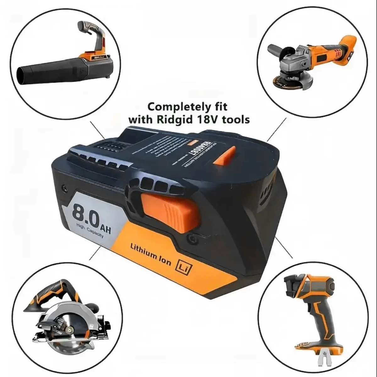1/2/4PACK R840087 18V 8000mAh Reemplazo de batería de litio para RIDGID 18V R840083, R840085, R840086, R840087, R840089, AC840085