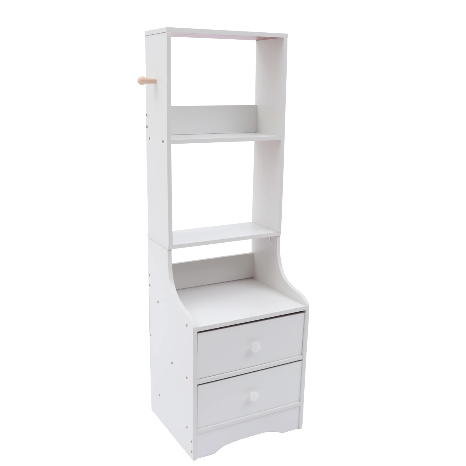 

White Nightstand For Bedroom Living Room With 2 Drawers Storage Table Organizer Medium Density Fiberboard