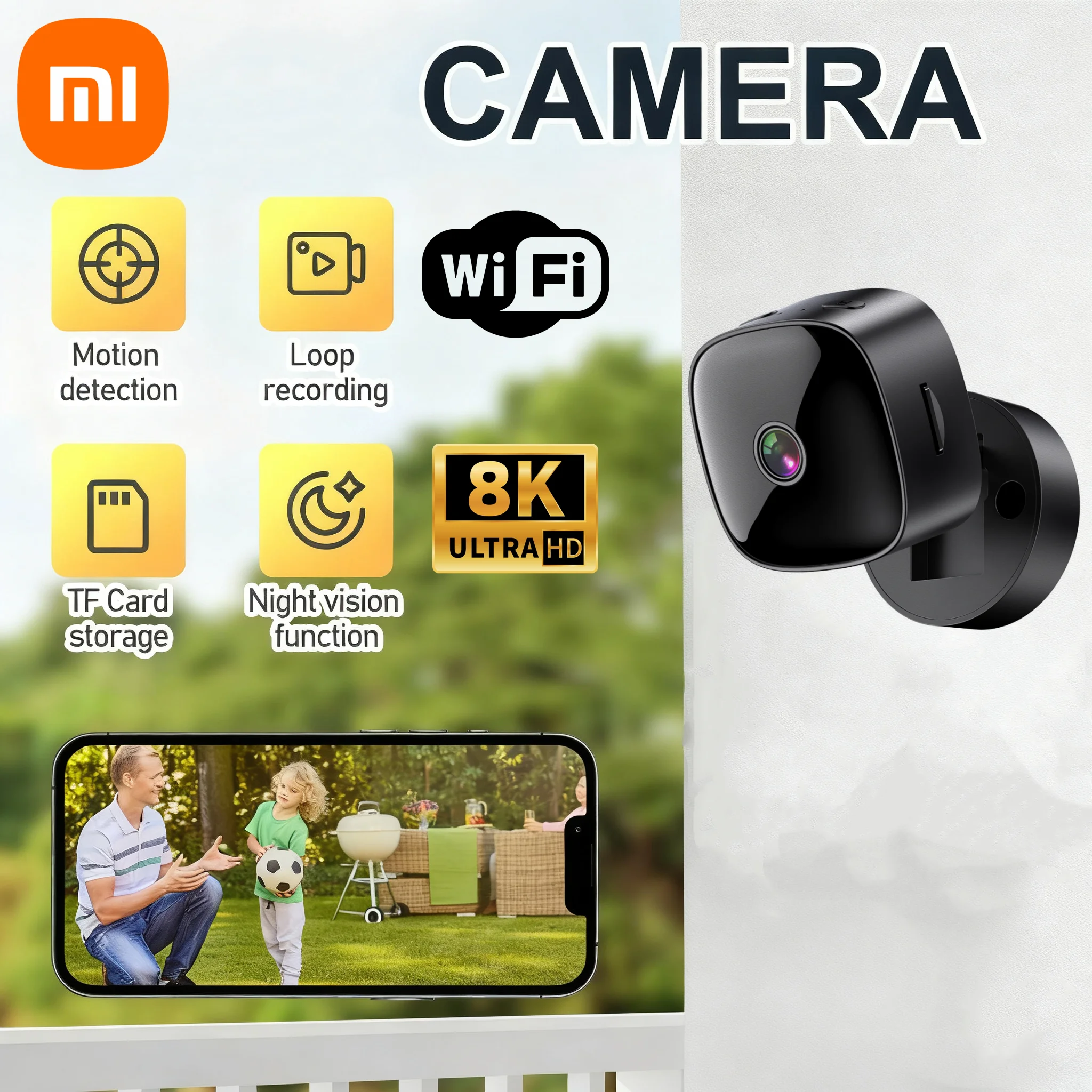 كاميرا Xiaomi 8K HD Mini، كاميرا مراقبة لاسلكية واي فاي، مراقبة عن بعد، حماية كاميرا المراقبة الذكية المنزلية