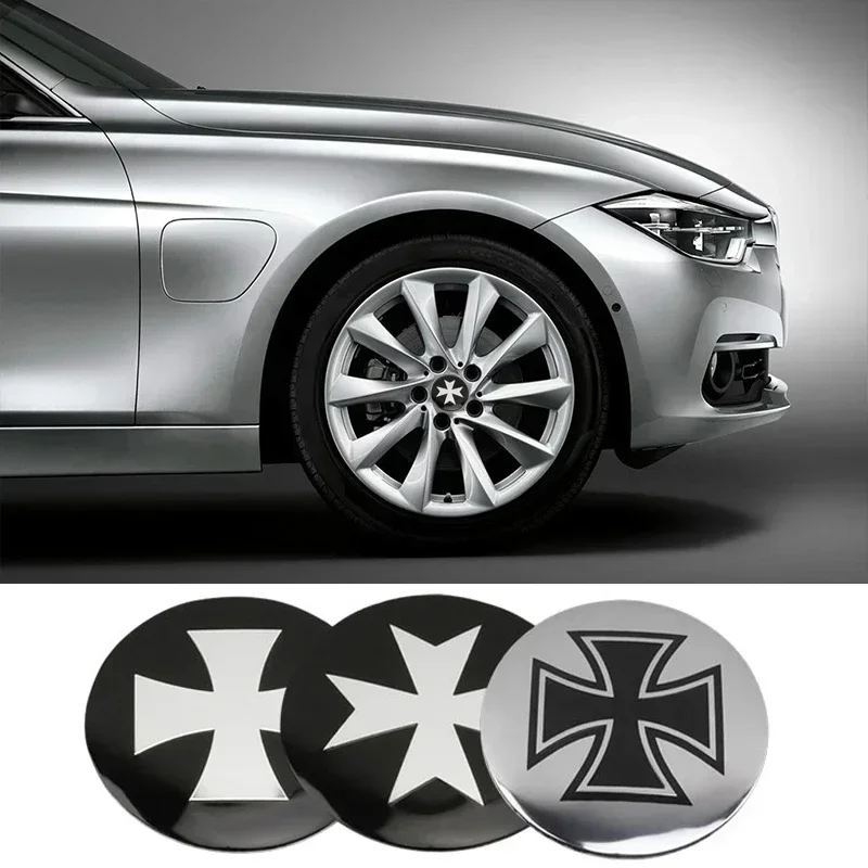 

4PCS 56mm Cross Logo Alloy Car Wheel Hub Center Stickers for Skoda Dodge Mercedes Benz Tesla Volkswagen Mazda Auto Accessories