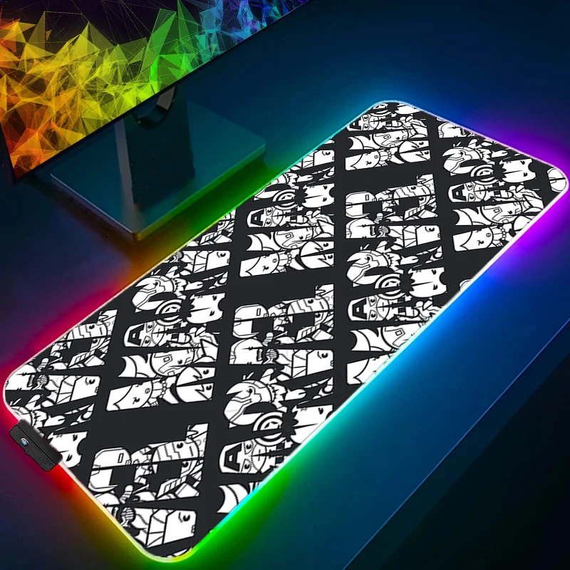 LED Gaming Muismat Iron Man Grote Rand Wit XXL Computer RGB Muismat Bureaumat PC Tapijt Toetsenbord Gamer Accessoires Backlight