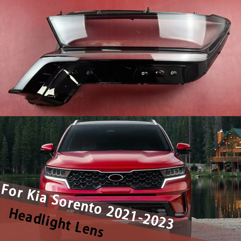 

For Kia Sorento 2021 2022 2023 Headlamp Lens Shade Clear Head Light Housing Headlight Shell Replace Original Cover Lampcover