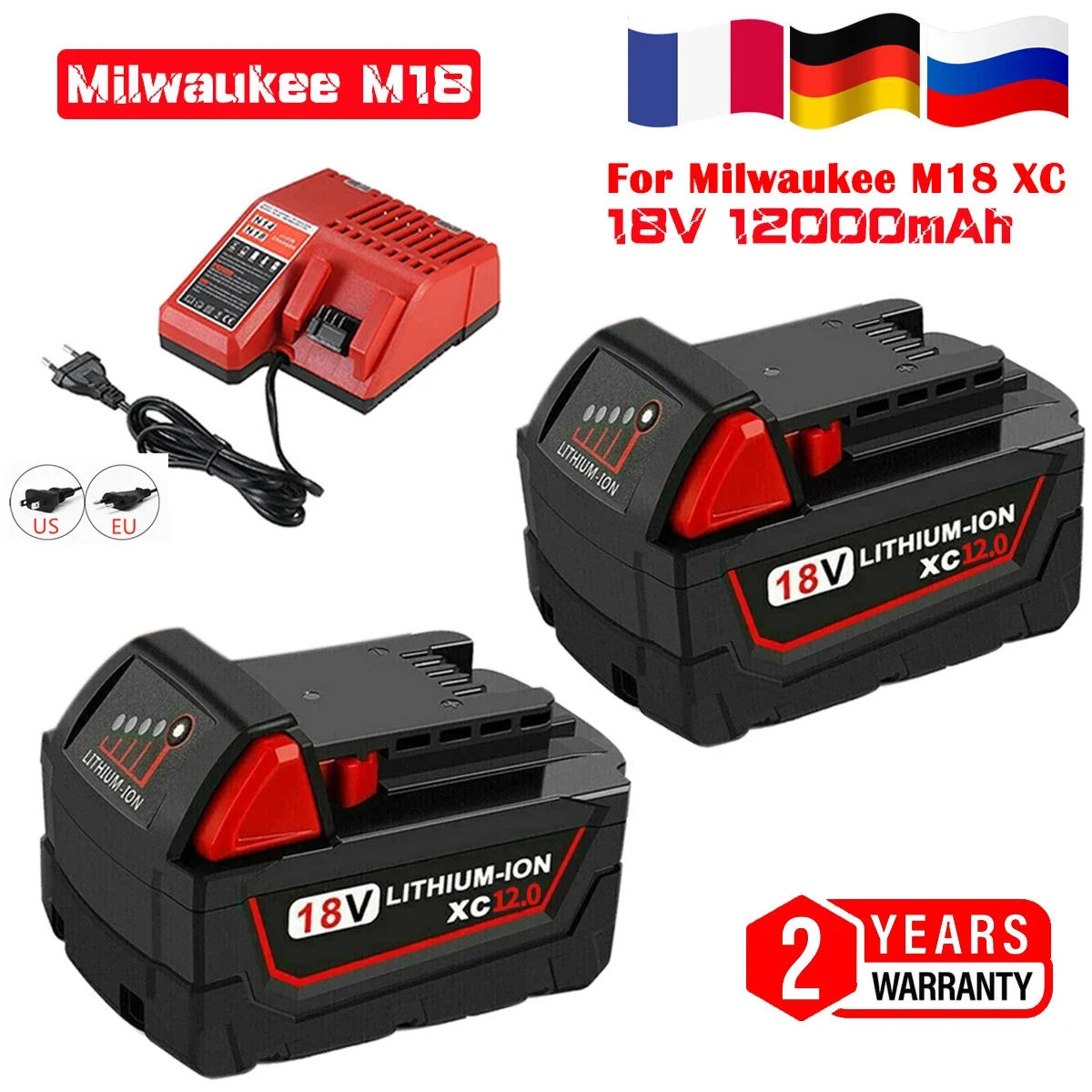 

Новый обновленный литий-ионный сменный аккумулятор 18 в 9000 мАч M18 XC для Milwaukee 48-11-1815 M18B2 M18B4 M18B5 M18B M18B9 M18BX