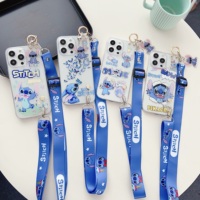 For Samsung Galaxy A13 A33 A53 A73 A04s A24 A34 A54 A14 A12 A52 A32 A42 A02s A22 A03s Cute Stitch Case Wrist Strap Ornament