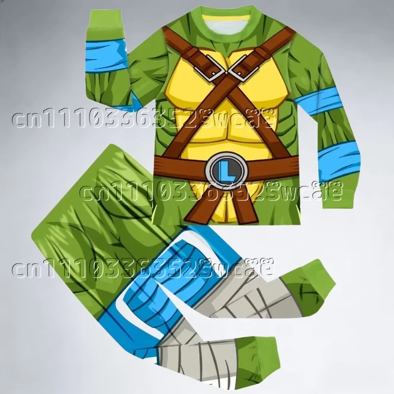 2026 Bandai Anime Ninja Turtles Theme Coswear Pajama Spring and Autumn Hoodie Set Suitable for Adult Family Matching