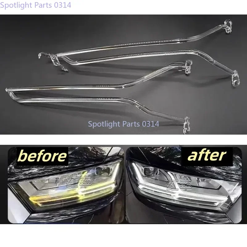 LED DRL Daytime Running Lights Light Guide Plate DRL Tube Strip Bar For Audi Q7 2016 2017 2018 2019 Car Headlight Angel Eye