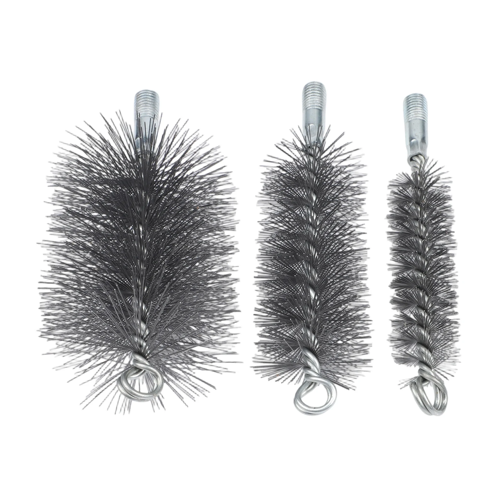 3Pcs Stove Pipe and Chimney Brush Set with Carbon Steel Wire Bristles for Effective Soot and Debris Removal in Boilers