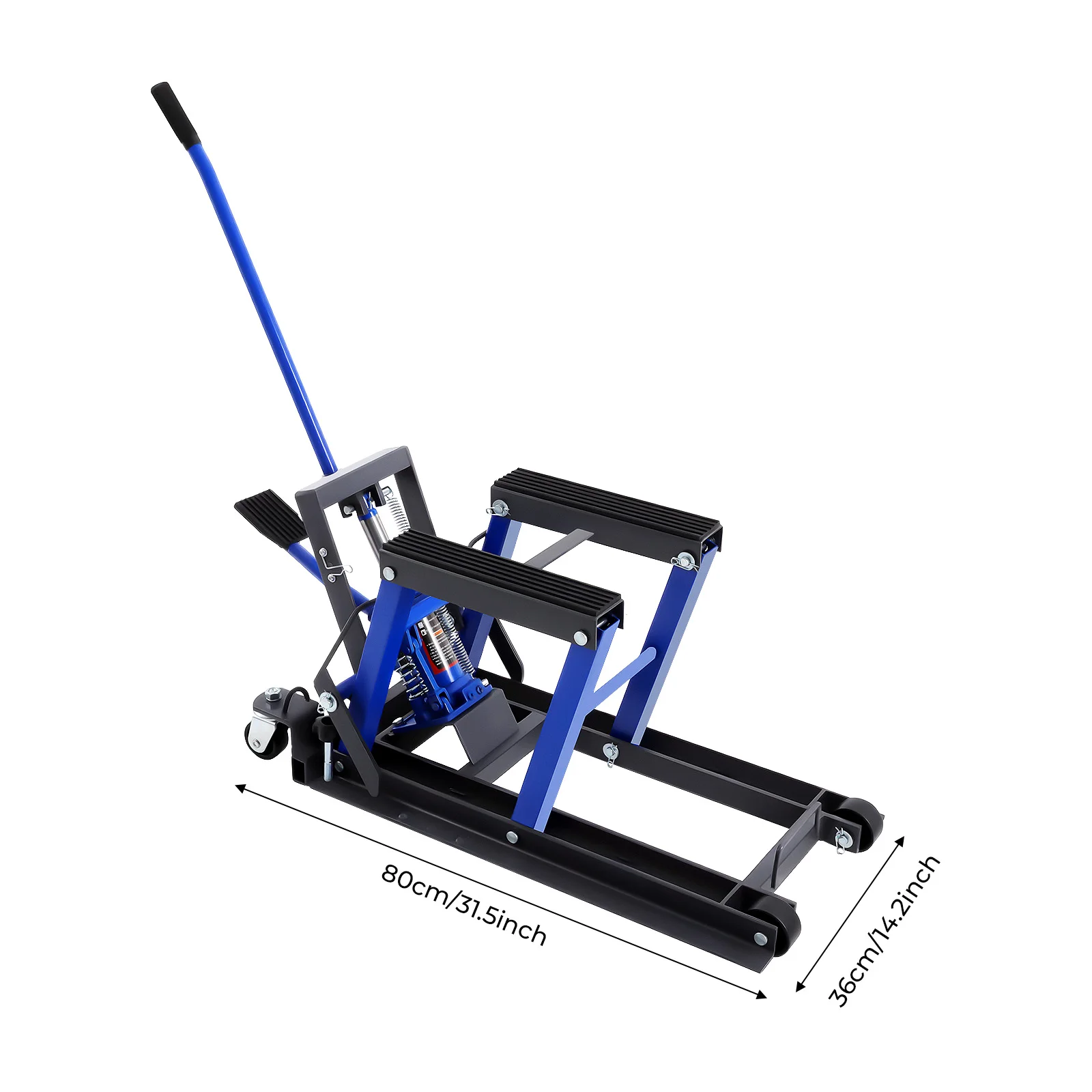 أداة رفع إصلاح الدراجة النارية الهيدروليكية 680 كجم، حامل رافعة دراجة نارية قابل للتعديل مع 2 عجلات، حامل تركيب متين
