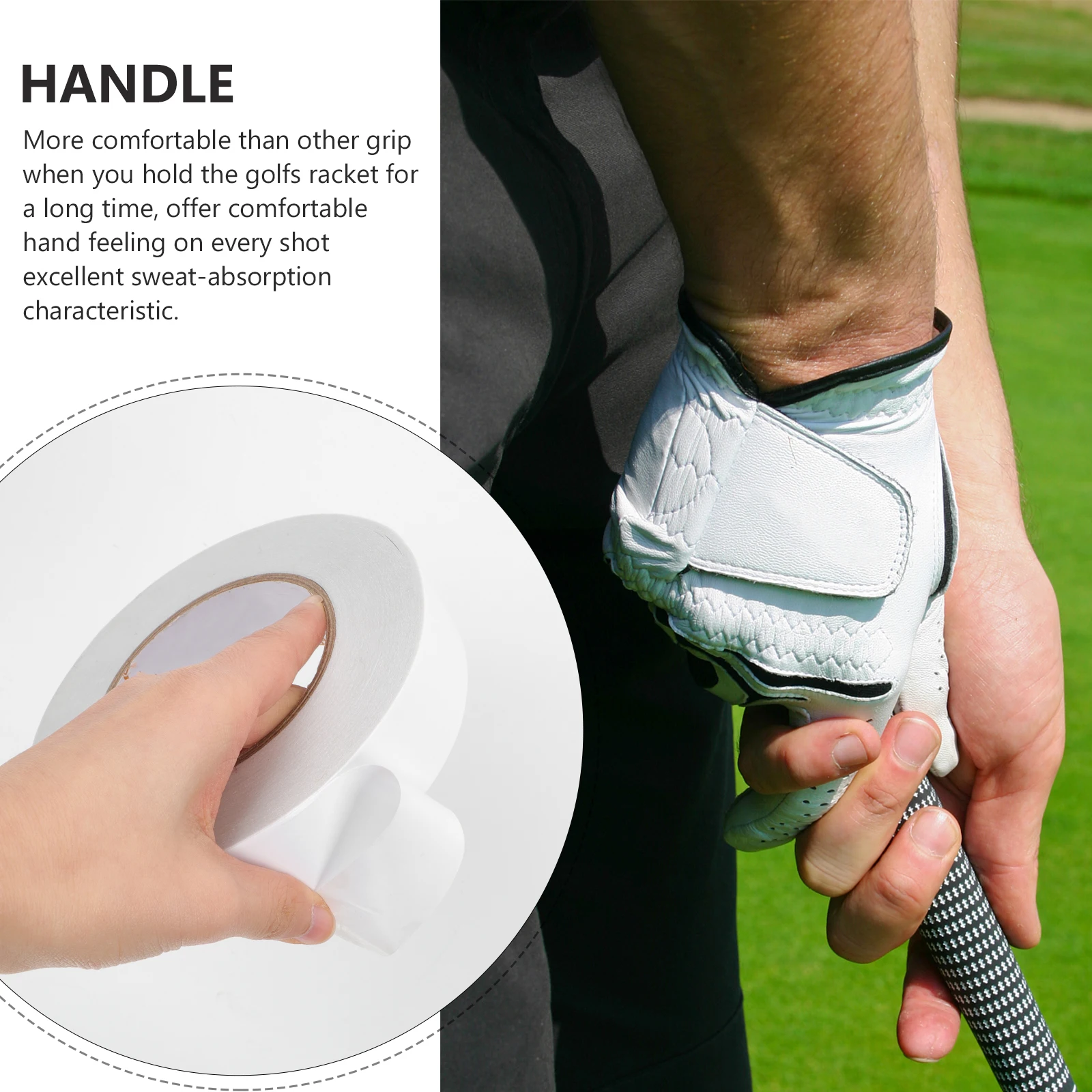 

1 Roll Anti-Slip Golfing Racket Grip Self-Adhesive Wear-Resistant Replacement Kit Golf Club Handle Grip Decorative