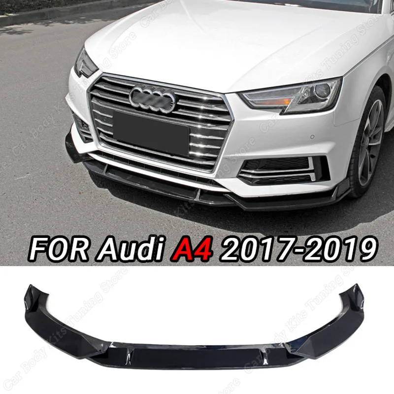 

For Audi A4 2017-2019 Front Bumper Lip Spoiler Diffuser Splitter Lower Chin Trim Body Kit Guard Cover Tuning Car Accessories