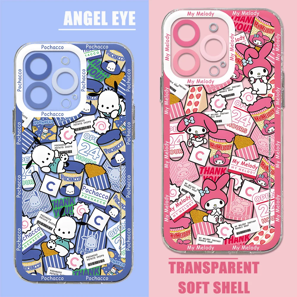 Kawaii Pochacco MyMelody Phone Case for Samsung S24 S23 S22 S21 S20 S10 FE Note20 Note10 Plus Ultra Lite 5G Clear Soft TPU Cover