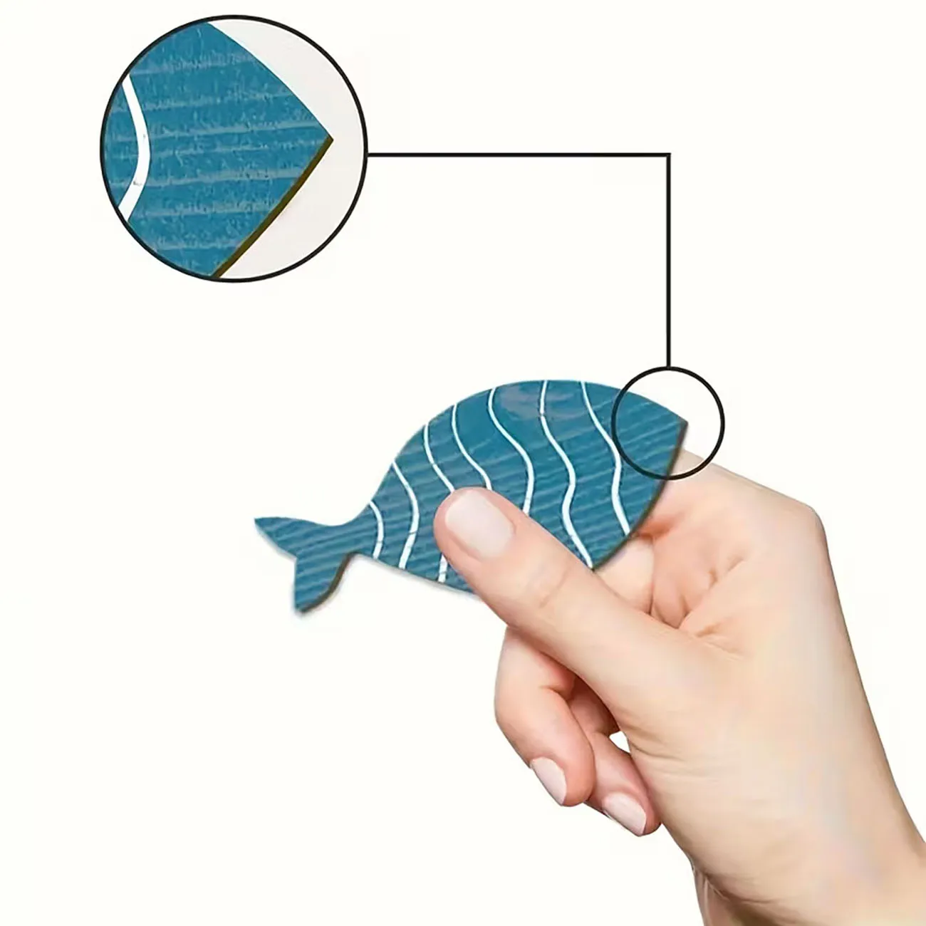 20 Pack Wooden Fish Wall Decor 2D Flat Wall Art With Nano Double Sided Tape Drill Free Home Bathroom Ornament