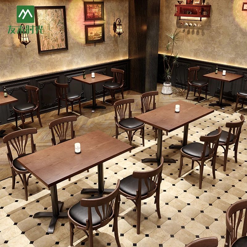 Retro Western Restaurant Bistro Table and Chair Combination Bar Bar Table and Chair