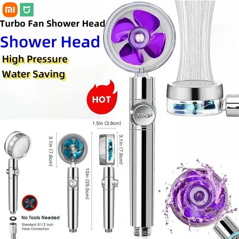 Cabezal de ducha Xiaomi MIJIA de mano, ventilador Turbo de rotación de 360 grados, cabezal de ducha con pulverizador de ahorro de agua de alta presión, accesorios de baño