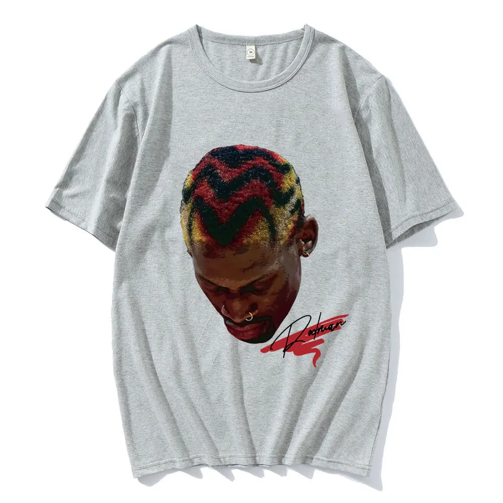 حار كرة السلة بنين دودة دينيس رودمان تي شيرتات ورق الرسم البياني الرجال الهيب هوب موضة الشرير الشارع الشهير الذكور القطن المتضخم تي شيرت #3