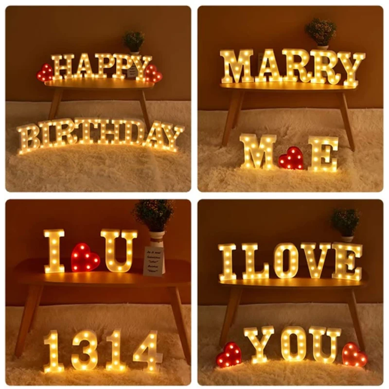 Decorative Alphabet  Number Letter LED Lights Luminous Number Lamp Decoration Battery Night Light Party  Bedroom Decoration