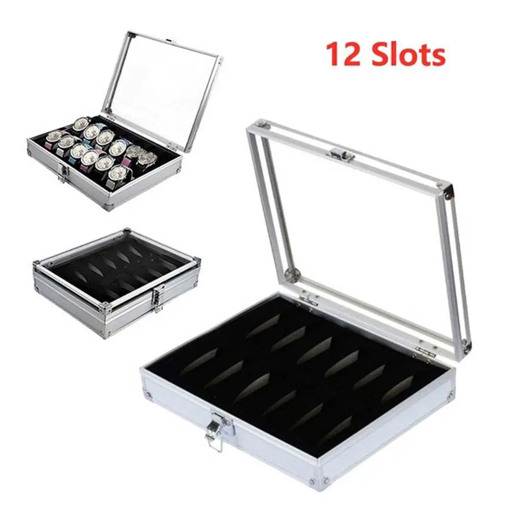 

Grid Slots High Quality Aluminium Alloy Storage Box Gift For Women Men Watch Box Watch Holder Bracelet Display Wristwatch Case