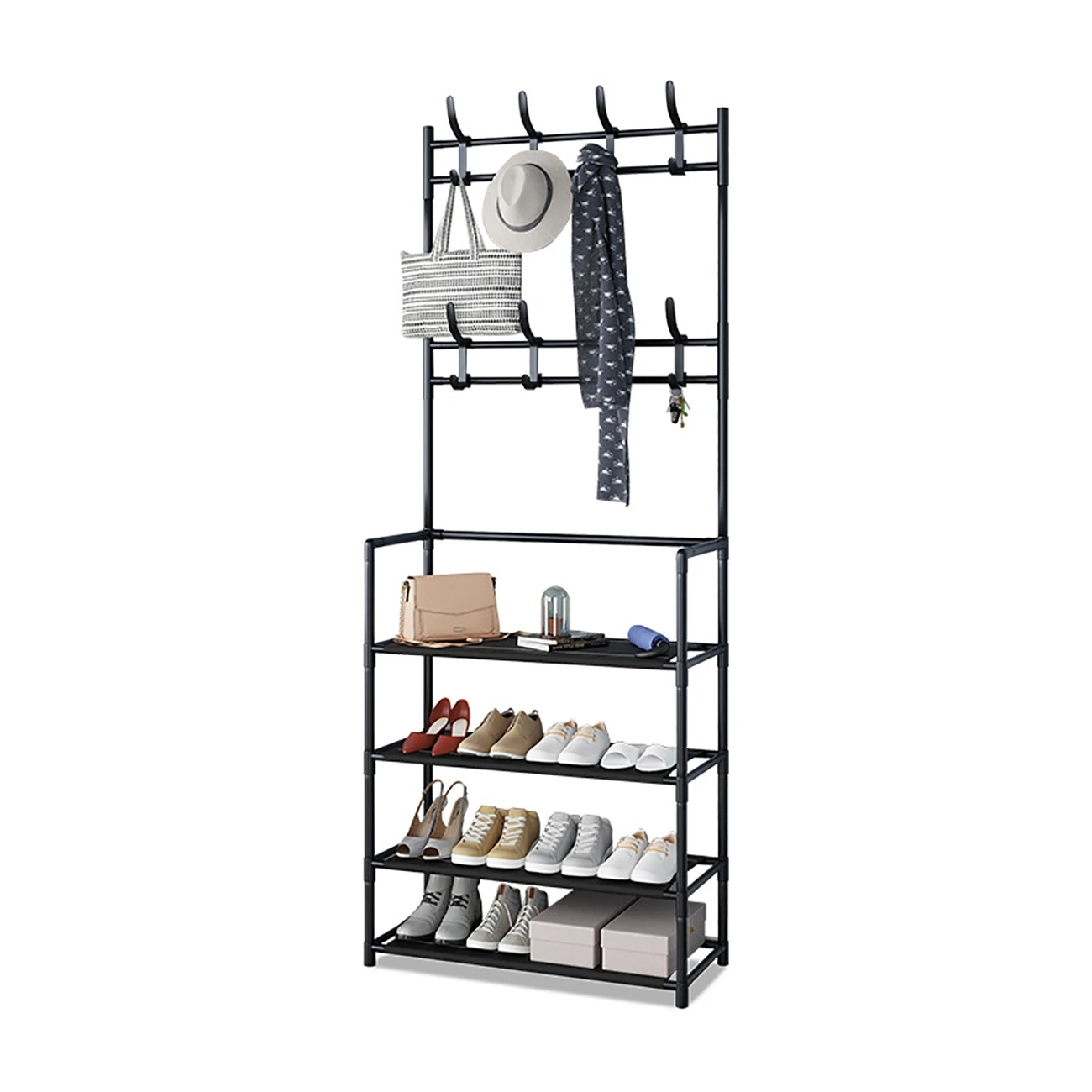 Floor Coat Rack Shoe Rack and Hat Rack Wardrobe Household Integrated Shoe and Hat Rack Hanger Home Furniture