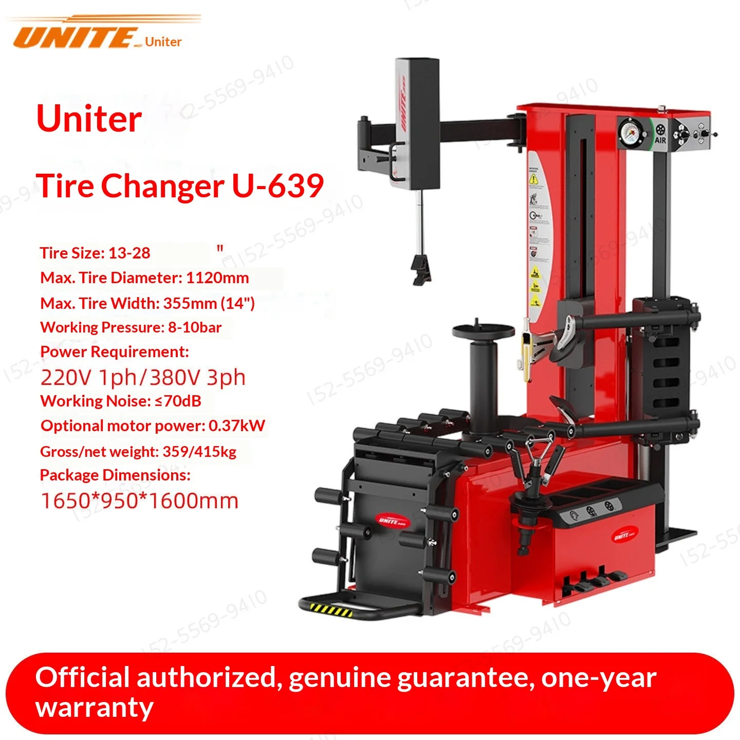 Tire Changer Demount Machine U-639 Pneumatic 220V New Launch Patented Bird-Head Design Flat/Run-Flat Tires Made China