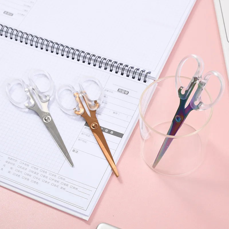 Matte Transparent Ins Style 4-Color Transparent Scissors Creative Student Desk Supplies Multi-Purpose Scissors Stationery