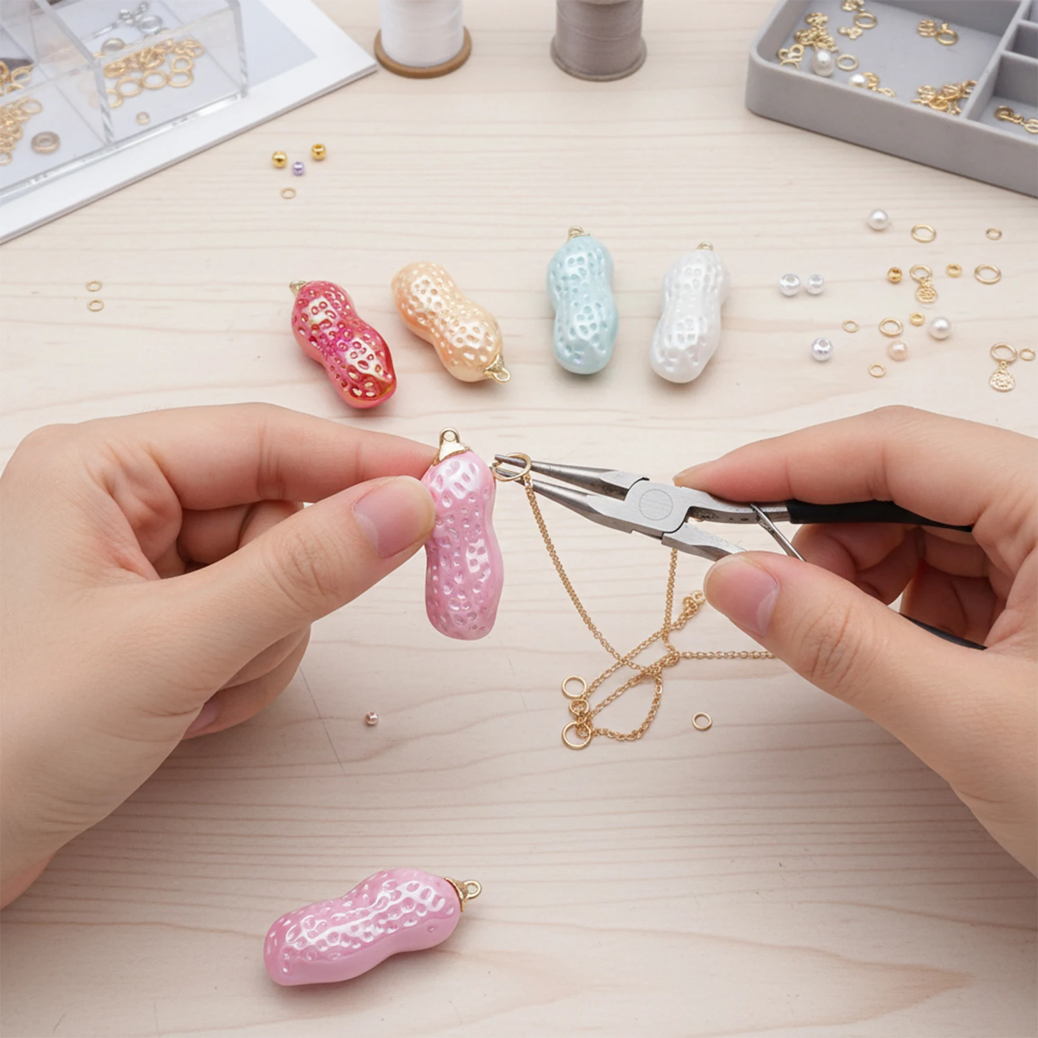 2/6pcs 53.5x21mm Acrylic Creative Peanut Charms Pendants Diy Accessories Craft For Necklace Earrings Keychain Jewelry Making