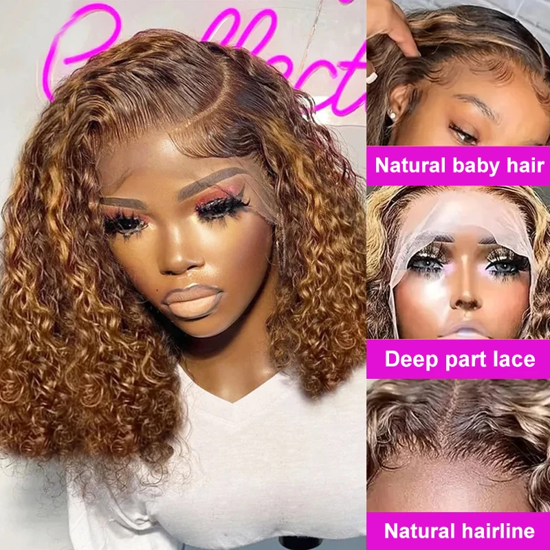 موجة عميقة P4/27 تسليط الضوء على 13x4 HD الدانتيل الشفاف الجبهة الباروكات أومبير الشعر البشري الرطب والمموج مجعد قبل قطعها مع شعر الطفل #3