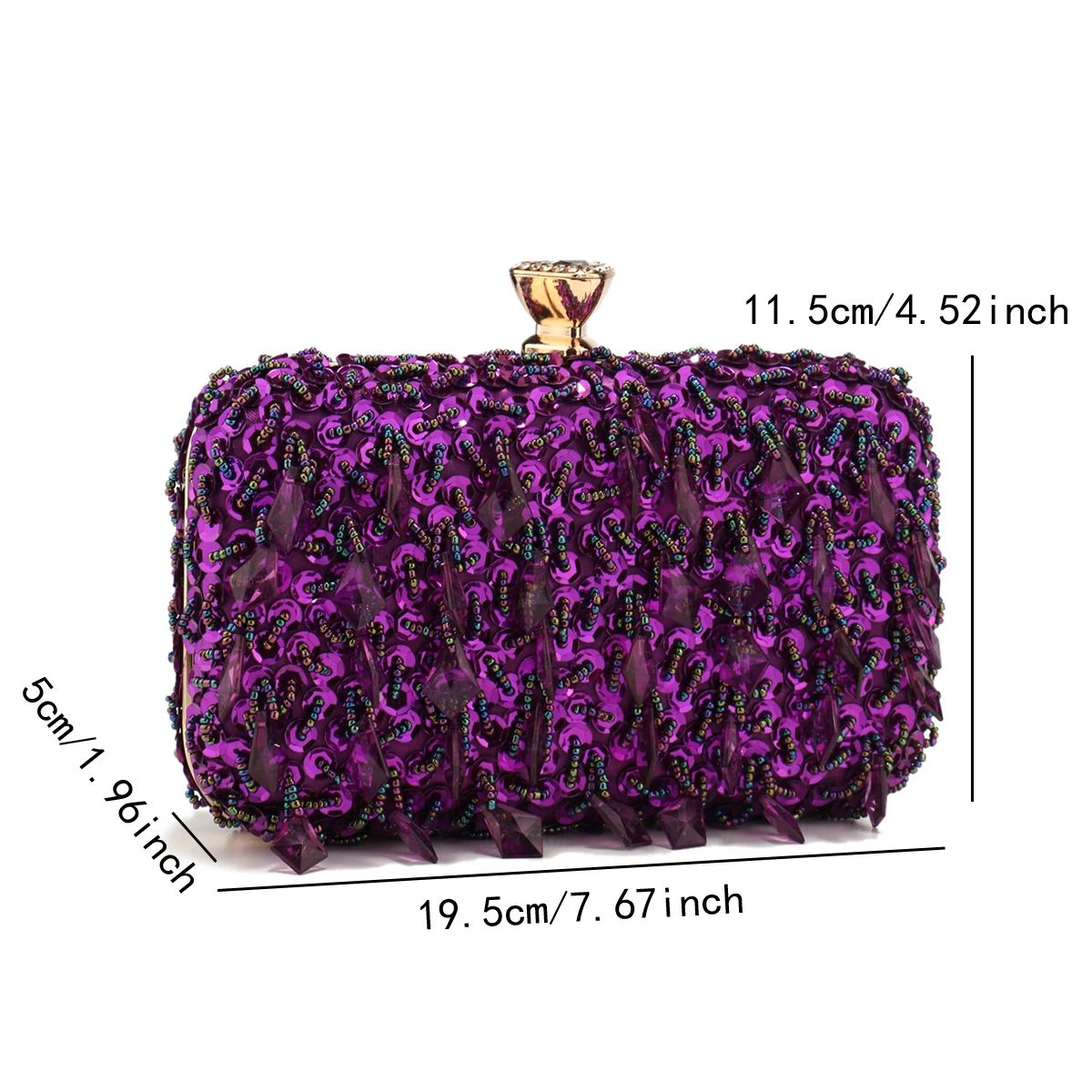 Glitter Party Dinner Evening Bags Purple Color Tassel Acrylic Clutch Bags Flap Fashion Metal Chain Diamonds Handbags Beading