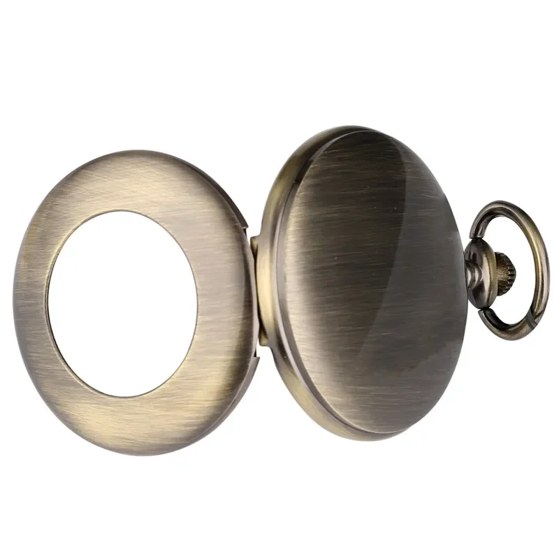 Bronze Skeleton Hand Winding Mechanical Pocket Watch for Men Women Hollow-out Cover Design Roman Number Clock Pendant Chain