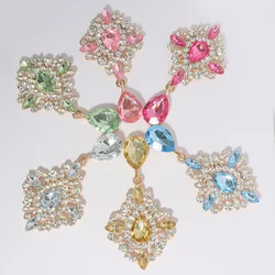 5pcs 6.8cm Golden bottom 15Colors Acrylic Pendant Accessories Rhinestone Diy Jewelry For Wedding Gift Box Bow center Decoration