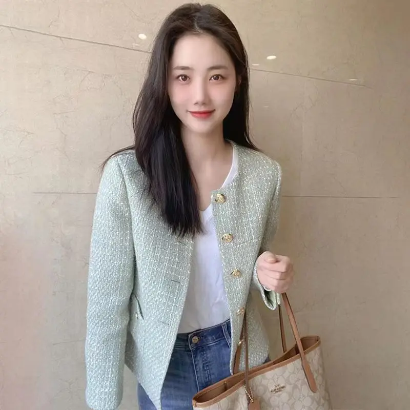 Xiaoxiangfeng Women's Coat Temperament Socialite New Fashionable and Versatile Fragrant Round Neck Short French Style Top