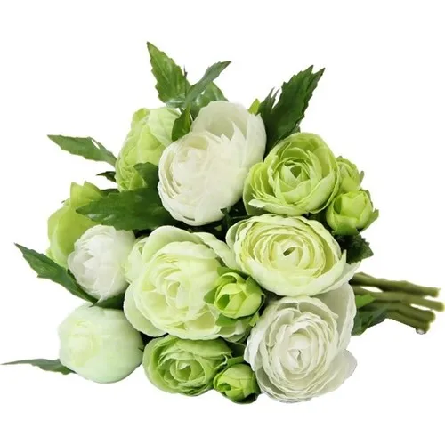 Dekorsende Artificial Peony Hand Bouquet White Green