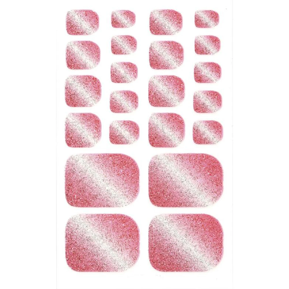 Glitter Solid Toe Nail Stickers copertura completa adesivo Flash Gradient Foot Nail Wraps fai da te finito unghie finte decalcomanie decorazioni