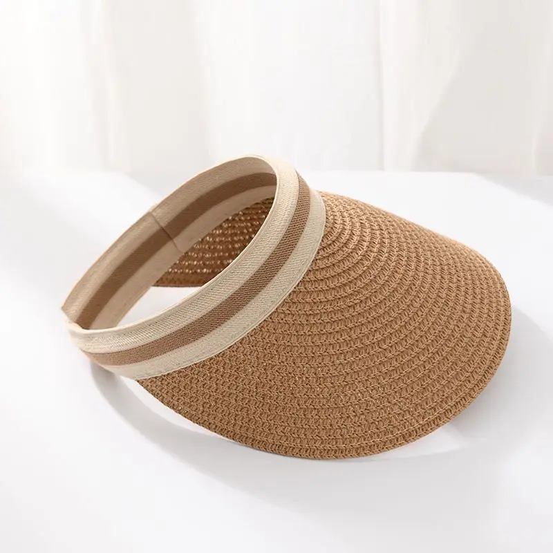 Vrouw Nieuwe Mode Zonnehoeden Vrouwelijke Outdoor Vizier Strandpetten Brethable Lege Top Strohoed Vrouw Anti-uv Strandpet