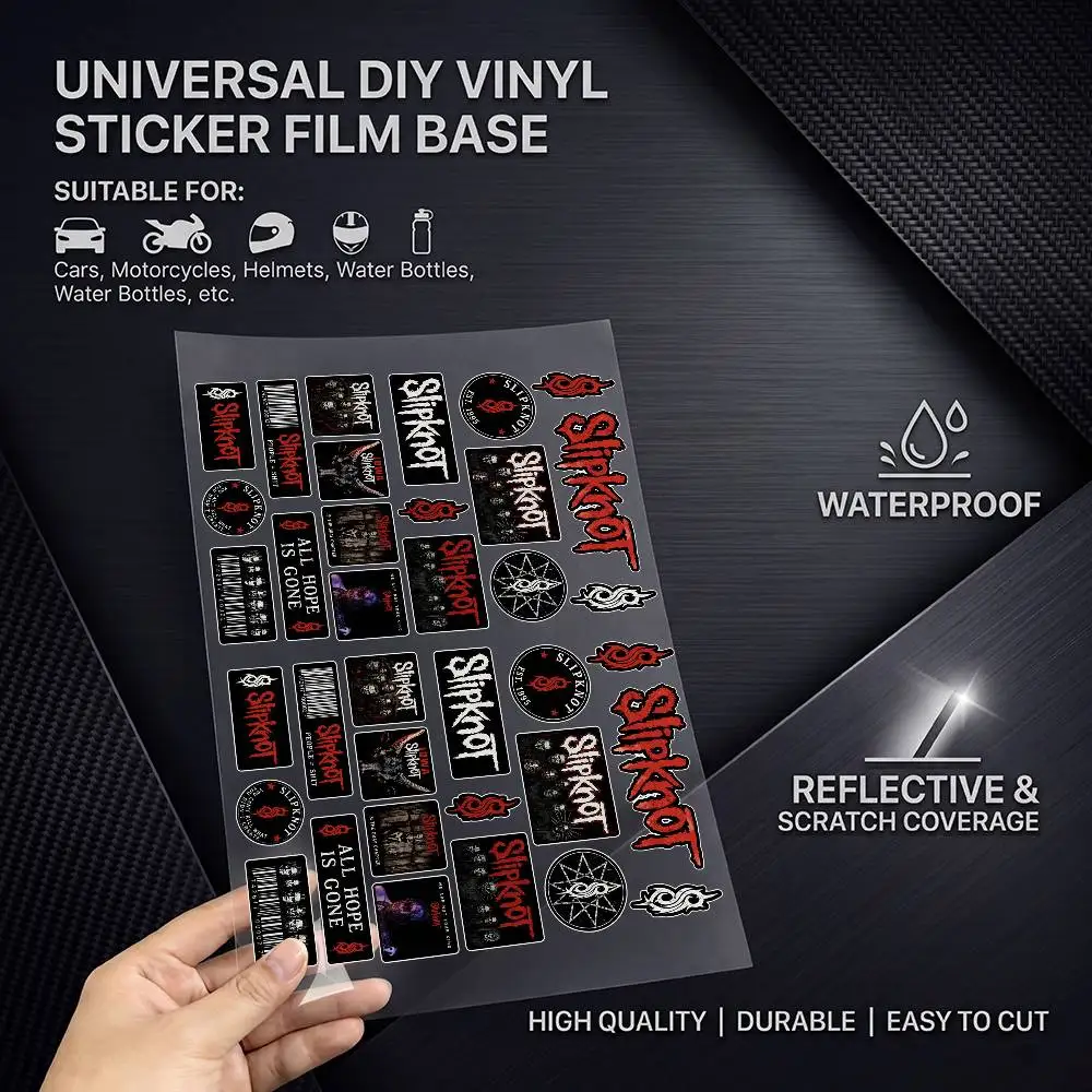 Slipknot Waterproof Vinyl Long Lasting Waterproof Reflective Sticker Scratch Conceal Fit Motorcycle Car Helmet Fridge Decals