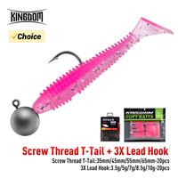 Kingdom T-Tail 20pcs Sinking Soft Bait 35mm 0.37g 45mm 0.8g 55mm 1.3g 65mm 2.2g  Artificial Soft Worm Jighead For Bass Fishing