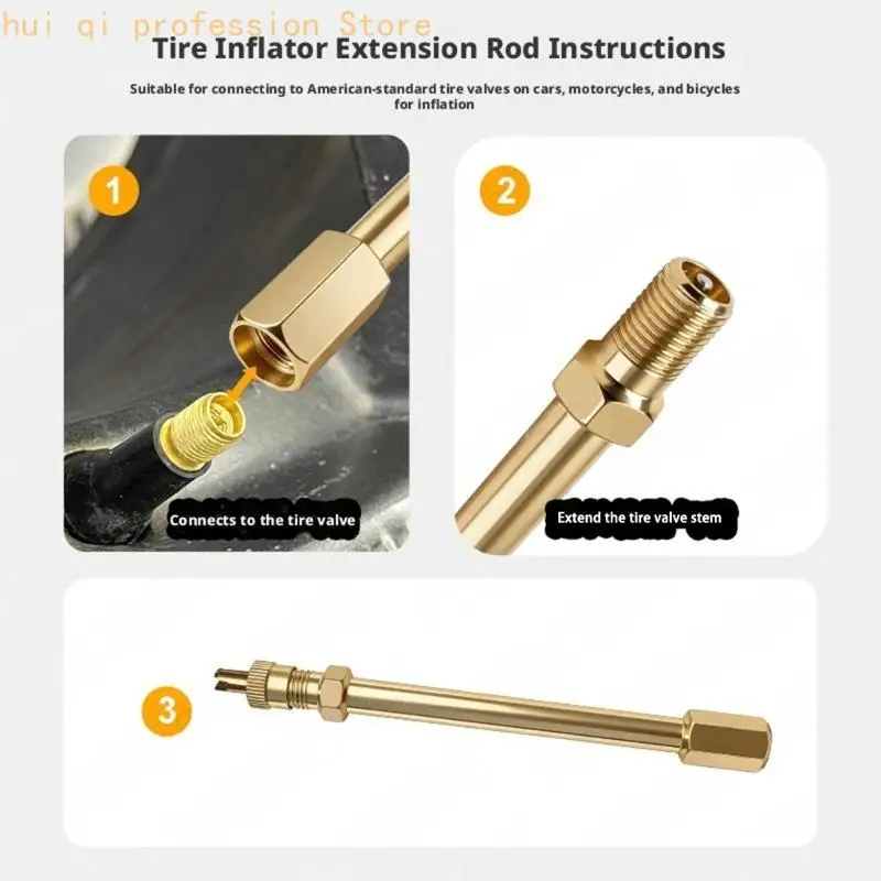 Air Stem Reach Rod and Fitting Set Simple Installation for Tire Inflation Access H8WE