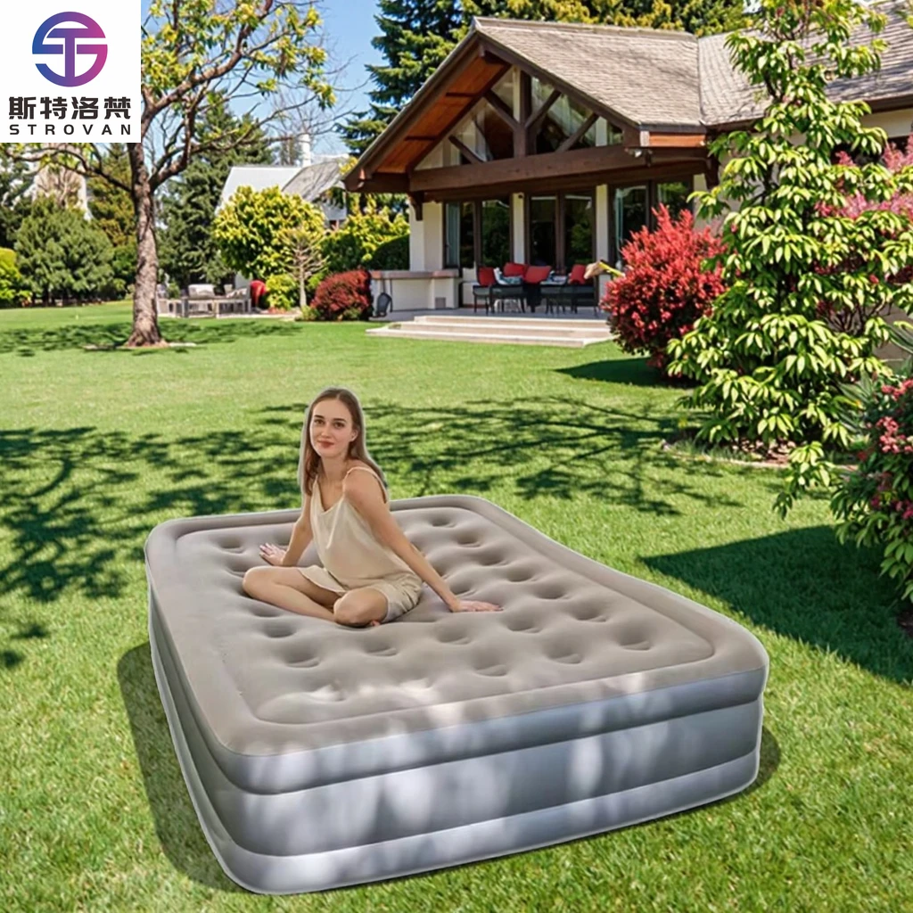 

STLF WJW Double Height Flocked Inflatable air Bed Futon Mattress with Build-in Pump Suitable for Indoor and Outdoor Camping