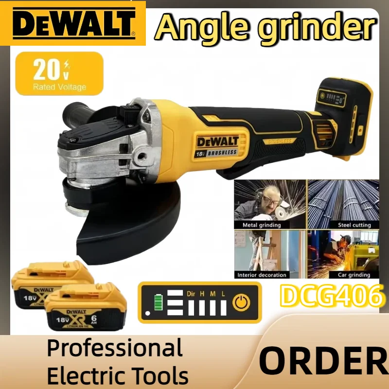 Amoladora Angular de Cabeza Plana Dewalt DCG405 de 125 mm, Herramienta Eléctrica de Corte con Batería de Litio de 20 V, Sin Escobillas