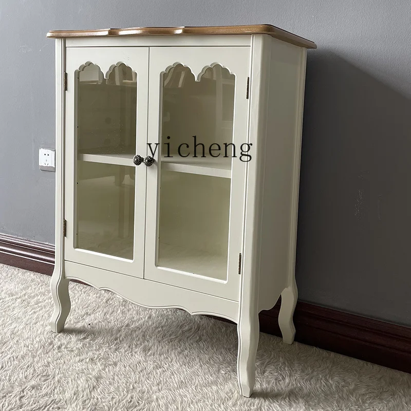 ZZ side cabinet white wine cabinet locker tea solid wood double door cabinet