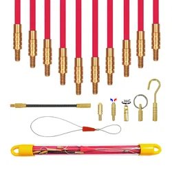 10pcs 33cm Push Pull Rod Fish Tape Holder & Connectors Fiberglass Wire Cable Running Rods Electrical Access Kit